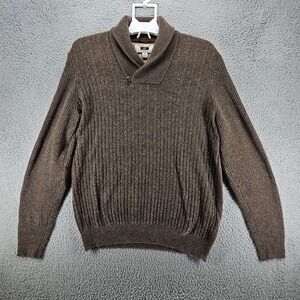 Joseph‎ Abboud Sweater Men's Medium Knit Wool Blend Elbow Pads Brown Pullover M